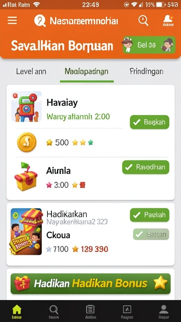 Tampilan menu utama yang menarik dan mudah dinavigasi.